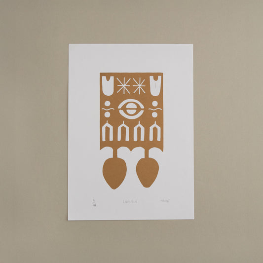 Welsh Love Spoon - Lino Print A4