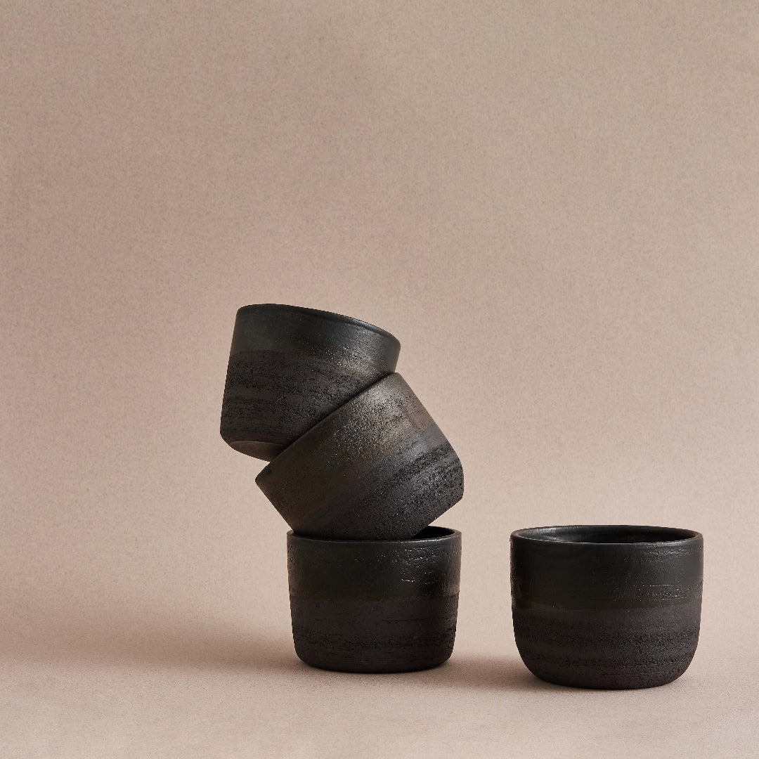 Black stoneware mug made in Wales 