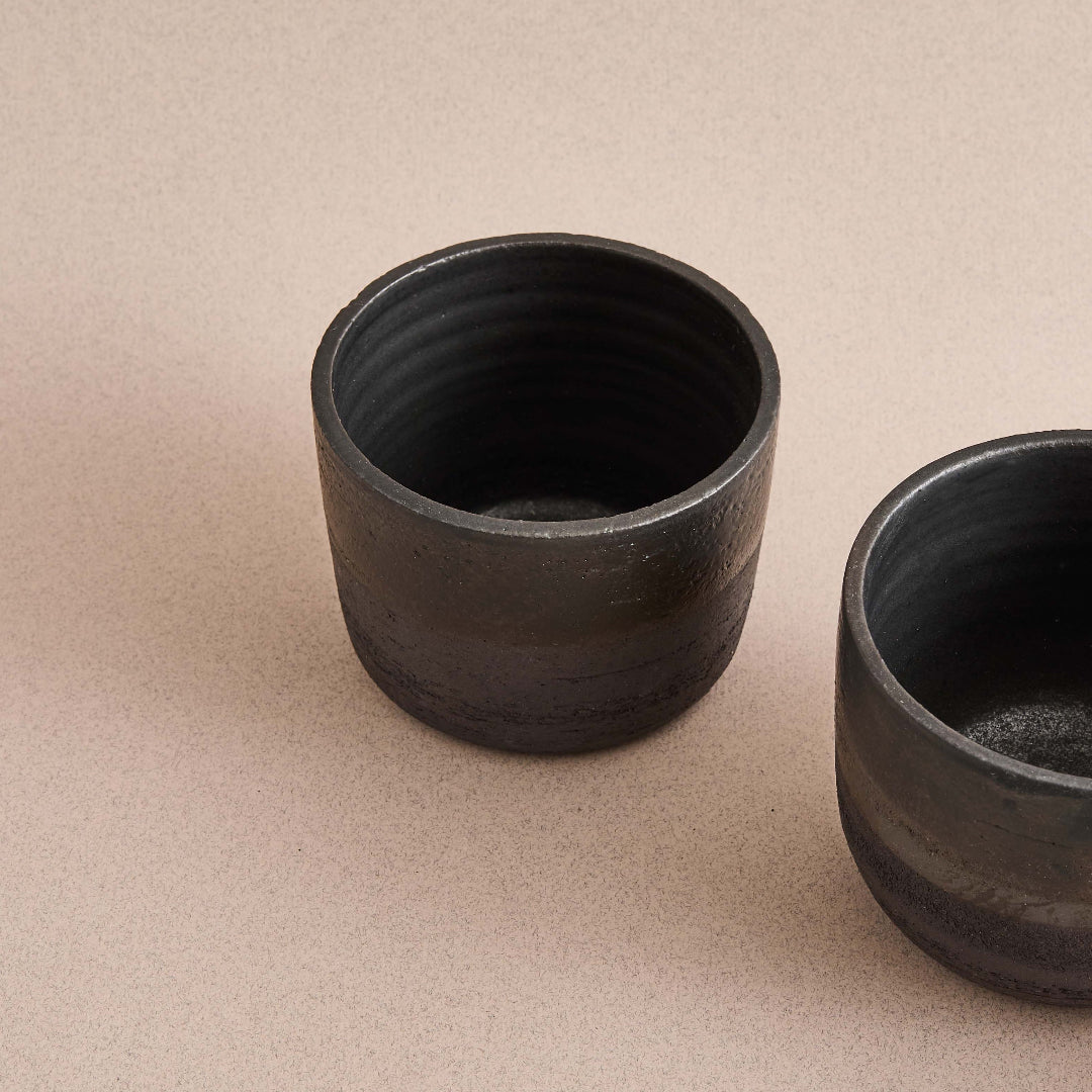 handthrown black stoneware mug