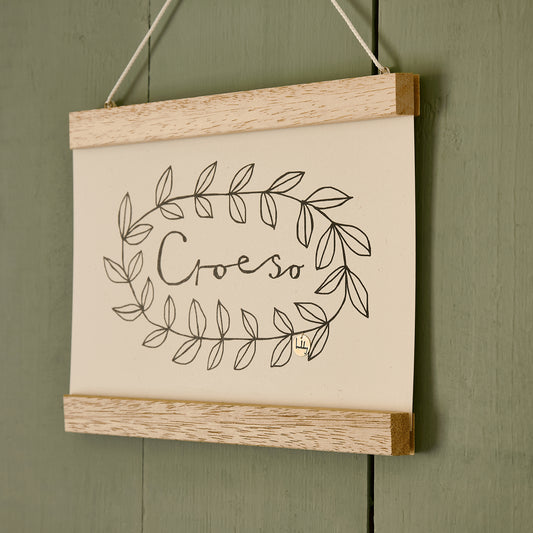 welsh croeso print close